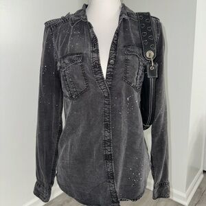 American Eagle Paint Splatter Button‎ Up